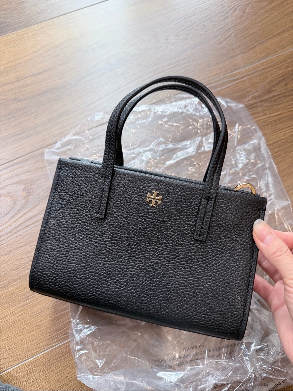 NWT Tory Burch Blake Mini Tote Crossbody Pebble Leather Black 160637